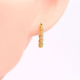 Stylish Bamboo-inspired CZ Stud Earrings in 925 Silver with Gold Plating