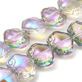 Transparent Electroplate Glass Beads, Half Rainbow Plated, Auspicious Clouds Shape