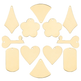 SUNNYCLUE 304 Stainless Steel Pendants, Manual Polishing, Stamping Blank Tag, Laser Cut, Mixed Shape