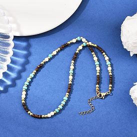 Женские ожерелья из синтетической бирюзы и кокоса в стиле хейши, голубой