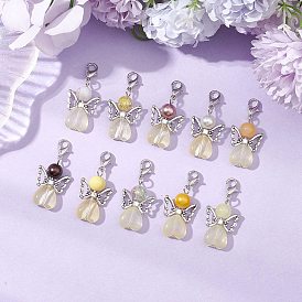 Angel Glass Pendant Decorations, Zinc Alloy Lobster Claw Clasps Charm for Bag Ornaments