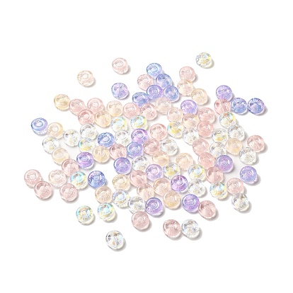Transparent Glass Beads, Flat Round with Pig