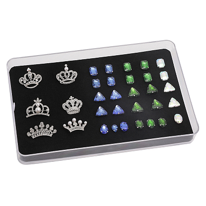 Rectangle Transparent Plastic Jewelry Trays, with Sponge, for Earrings, Rings, Bracelets Storage