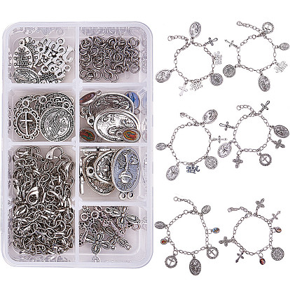 DIY Bracelet Making, Iron Bracelet Making, Alloy Pendants and 304 Stainless Steel Jump Rings
