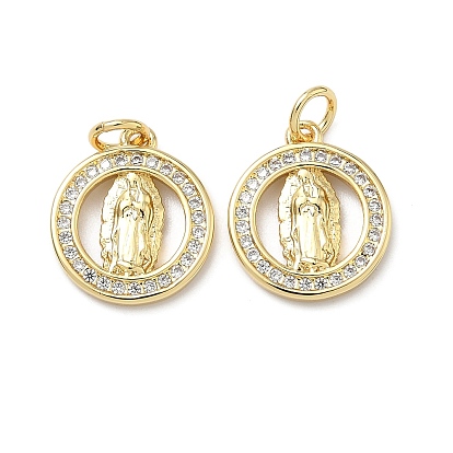 Латунный микропаве из кубических цирконий, плоский круглый, с подвесками в виде Девы Марии, с целью перехода в кольце, без кадмия и без свинца, стойки покрытие, долговечный