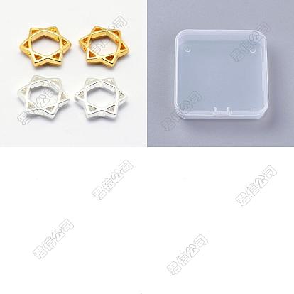 50pcs cadre de perle en alliage plaqué longue durée, pour juif, étoile de david