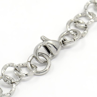 Fashionable 304 Stainless Steel Twisted Grain Cable Chain Bracelets, with Lobster Claw Clasps