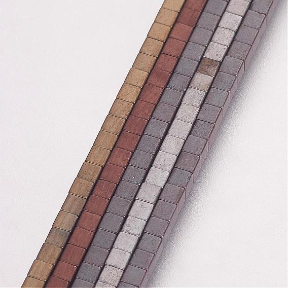 Electroplate Non-magnetic Synthetic Hematite Bead Strands, Grade AA, Cube, Frosted