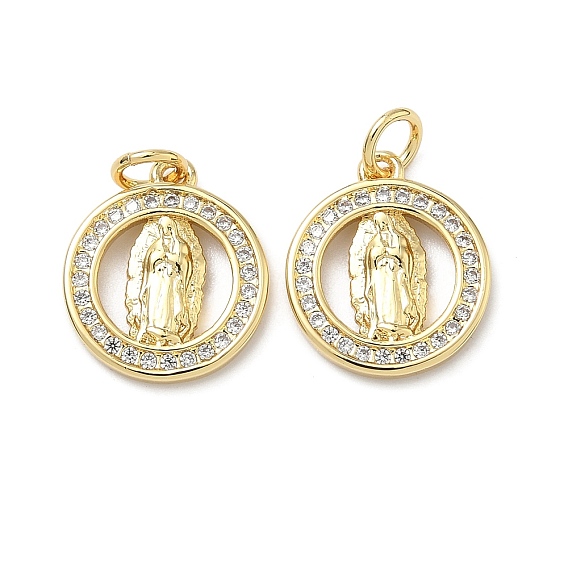 Латунный микропаве из кубических цирконий, плоский круглый, с подвесками в виде Девы Марии, с целью перехода в кольце, без кадмия и без свинца, стойки покрытие, долговечный
