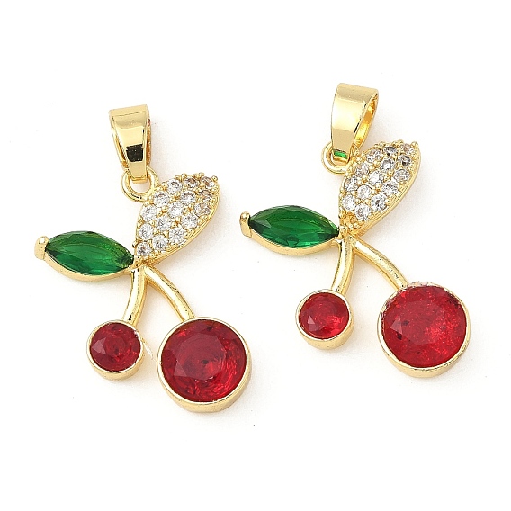 Латунные микро проложить кубического циркония подвески, со стеклом, вишня, стойки покрытие, долговечный