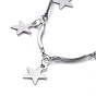 304 Stainless Steel Scalloped Bar Link Chain Anklets, with Star Charms and Lobster Claw Clasps
