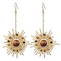 Серьги-подвески из натурального турмалина и тигрового глаза, с латунными звеньями и 304 крючками для сережек из нержавеющей стали, солнце