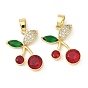 Латунные микро проложить кубического циркония подвески, со стеклом, вишня, стойки покрытие, долговечный