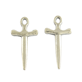 Estilo tibetano colgantes espada aleación, sin plomo y cadmio, 20.5x10x2 mm, agujero: 2x1.5 mm
