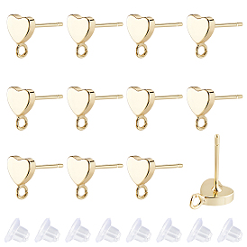 Conclusions de boucle d'oreille en laiton, avec boucle, avec des noix d'oreille en plastique, réel 14 k plaqué or