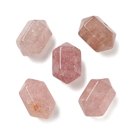 Бусины-пули из натурального клубничного кварца с двумя заостренными концами и гранеными кусочками