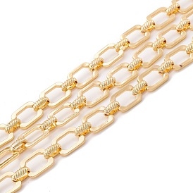 Alloy Rectangle and Oval Link Chains, Textured, Long-Lasting Plated, Unwelded, with Spool