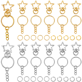 Наборы для самостоятельного изготовления брелоков, включая поворотные застежки-карабины из цинкового сплава, поворотный карабин-лобстер, железные брелоки для ключей и открытые кольца для прыжков