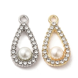 Alloy with Rhinestone Pendants, with ABS Imitation Pearl, Teardrop Charms