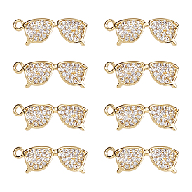 8 кулоны из латуни с микрочастицами и кубическим цирконием., очки, долговечный, без никеля 