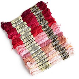 17 Skeins 17 Colors 6-Ply Cotton Embroidery Floss, Cross Stitch Threads, Red Gradient Color Series