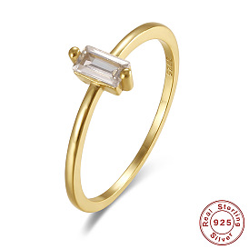 925 Sterling Silver Ring with Cubic Zirconia Stone and 18K Gold Plating for Women