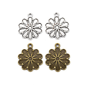 Сплавочные сеттинги для кулона, тибетский стиль, без кадмия и без свинца, цветок
