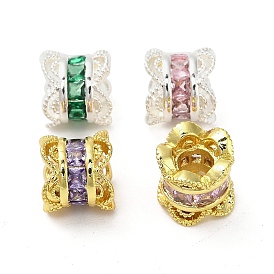 Латунные микро проложить кубического циркония бусы, колонка, настоящее 18k позолоченное/925 посеребренное