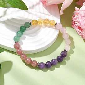 Natural & Synthetic Mixed Gemstone Beads Thread Stretch Bracelets for Women