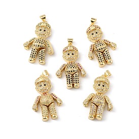 Brass Micro Pave Cubic Zirconia Pendants, Long-Lasting Plated, Real 18K Gold Plated, Cadmium Free & Lead Free, Boy