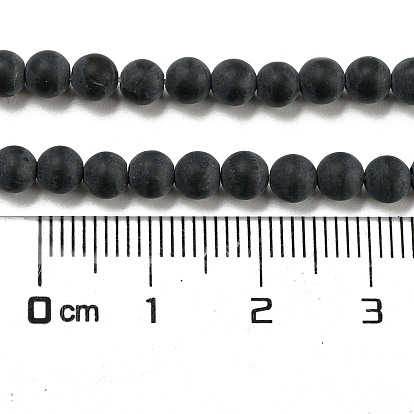Grade A Natural Black Agate Beads Strands, Dyed, Frosted, Round