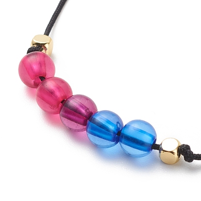 Bracelet de perles tressées en acrylique et laiton, bracelet réglable en cordon de nylon pour femme