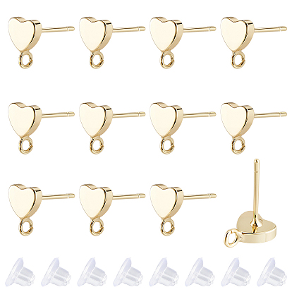 Conclusions de boucle d'oreille en laiton, avec boucle, avec des noix d'oreille en plastique, réel 14 k plaqué or