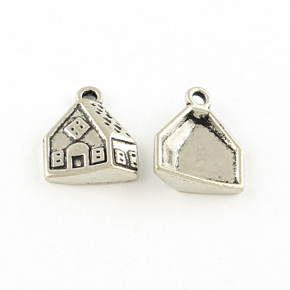 Cabin Tibetan Style Alloy Pendants, Cadmium Free & Lead Free, 17x13x3.5mm, Hole: 1.5mm, about 740pcs/1000g
