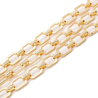 Alloy Rectangle and Oval Link Chains, Textured, Long-Lasting Plated, Unwelded, with Spool