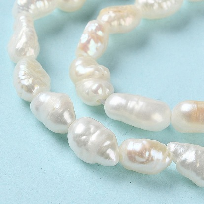 Natural Keshi Pearl Beads Strands, Cultured Freshwater Pearl, Baroque Pearls, Oval, Grade 3A