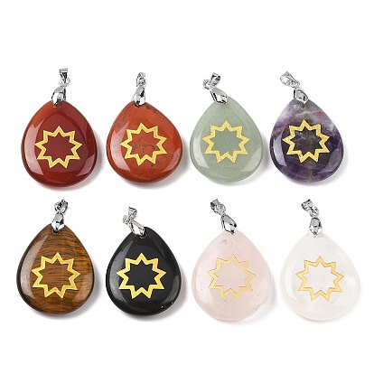 Природных драгоценных камней подвески, с реечной обшивкой латунными выводами, без кадмия и без свинца, подвеска в виде капли и звезды