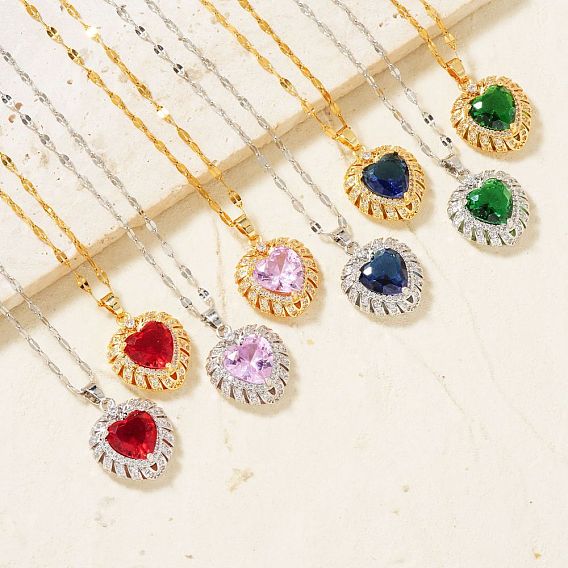 Латунная цепочка с кубическим цирконием в форме кофейных зерен, симпатичные ожерелья с подвеской в виде сердца для женщин, золотые