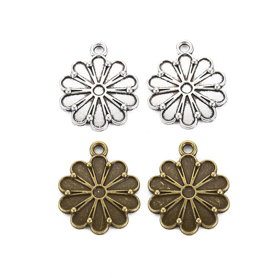 Сплавочные сеттинги для кулона, тибетский стиль, без кадмия и без свинца, цветок