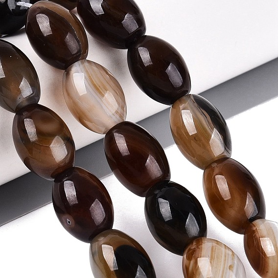 Natural Agate Beads Strands, Oval, Dyed & Heated