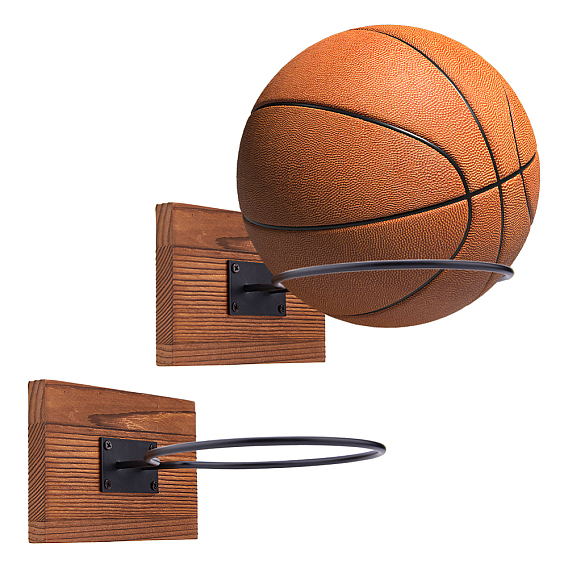 Настенная стойка для баскетбола из дерева и железа, футбольный держатель, с шурупами и пластиковыми дюбелями