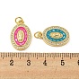 Brass Micro Pave Cubic Zirconia Pendants, with Enamel & Shell, with Jump Rings, Real 18K Gold Plated, Oval with Human