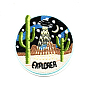Computerized Embroidery Cloth Iron on/Sew on Patches, Costume Accessories, Appliques, Oval with Moon & Cloud & Cactus