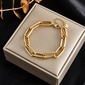 Retro Minimalist Double Layered Titanium Steel Chain Bracelet Jewelry