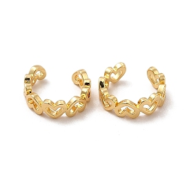 Rack Plating Brass Cuff Earrings, Long-Lasting Plated Hollow Heart Earring for Women, Cadmium Free & Lead Free