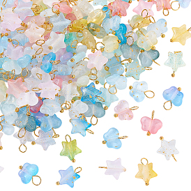 Матовые акриловые подвески, с латунной петлей и золотой фольгой, градиент цвета, звезда и бабочка