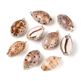 Подвески из натуральных морских ракушек, покрытые гальваническим способом, подвески в форме ракушек, с медными петлями, золотые