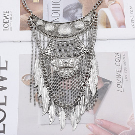 Ожерелья-нагрудники из сплава в этническом стиле с многослойными перьями и кисточками для женщин