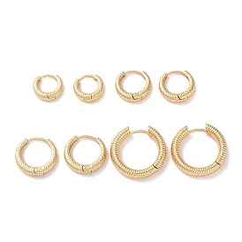 Texture/Spiral Rings Brass Hoop Earrings for Women