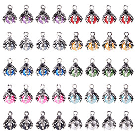 40шт 10 цвета смолы подвески с искусственным жемчугом, круглая форма с когтем дракона, со сплавочной фурнитурой